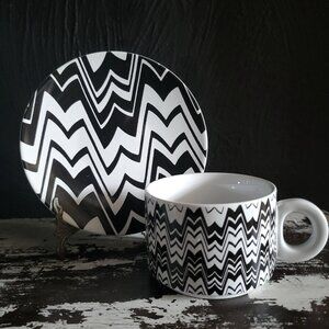 Missoni for Target Espresso Cup and Saucer Black and White Zig Zag